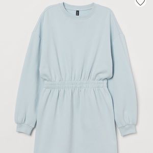 NWT Baby blue Sweatshirt Dress with Cinched waist